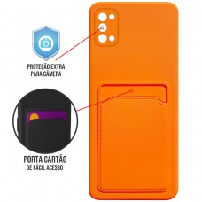 Capa para Samsung Galaxy A03s - Emborrachada Case Card Laranja